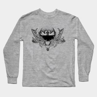 Two Swans and a Full Moon Long Sleeve T-Shirt